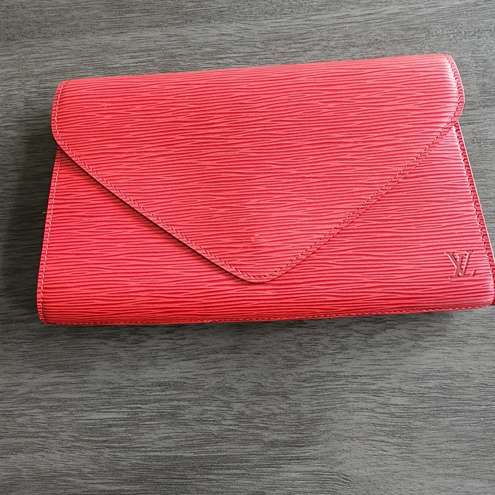 Red LV arts deco clutch